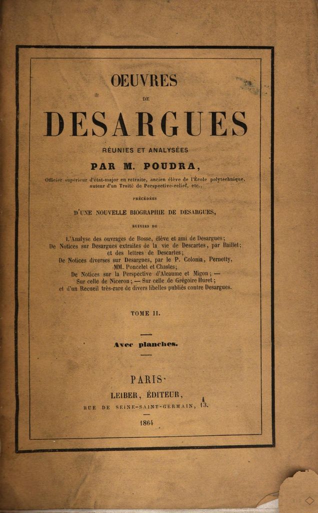 Frontespizio Ouvres de Desargues